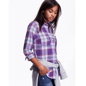 Old Navy Classic Plaid Flannel Button Up Shirt